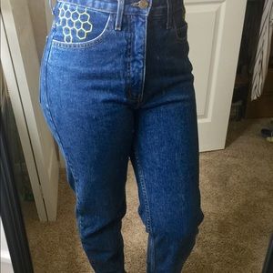Indigo honeycomb, Mom Jeans